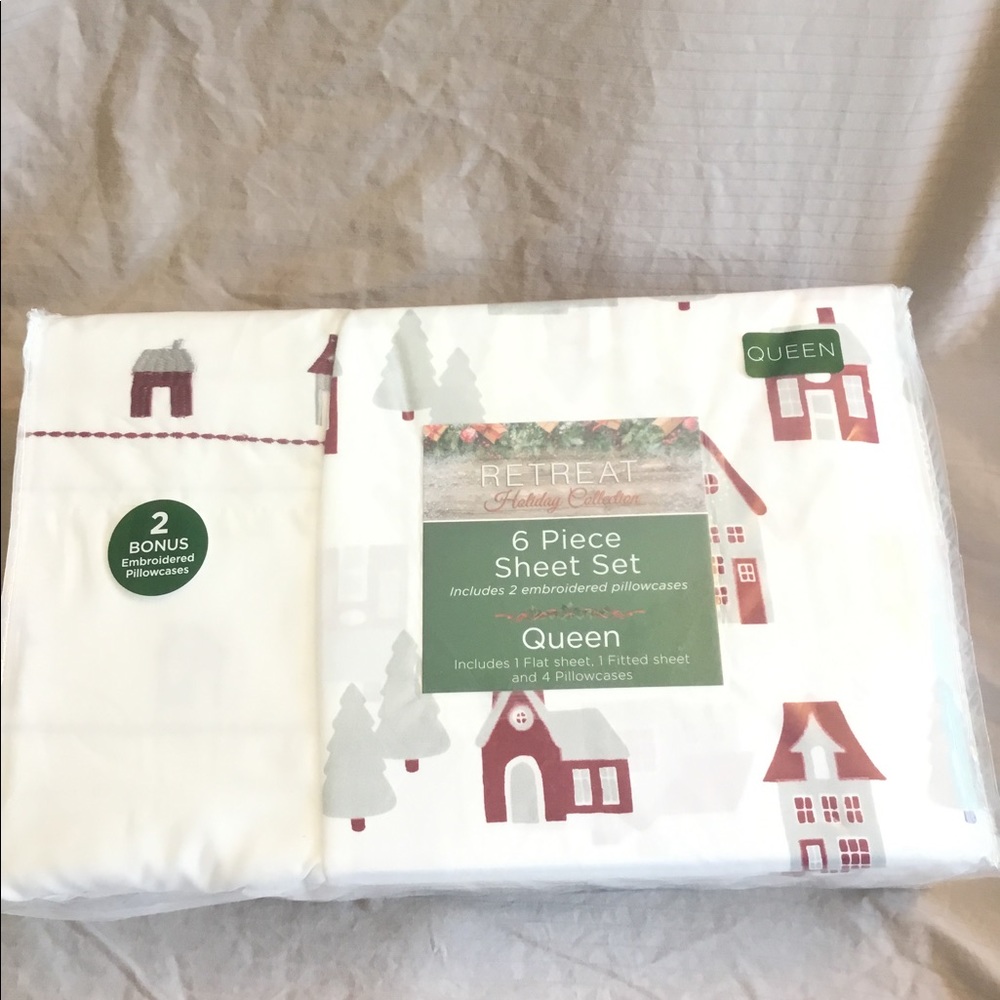 Retreat Holiday Collection Six Piece Sheet Set NWT